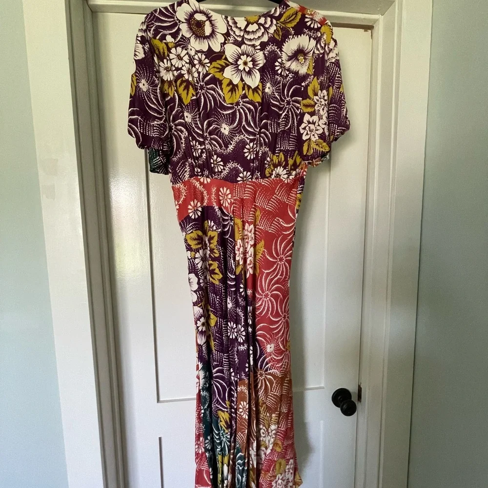 By Anthropologie V-Neck Flutter-Sleeve Buttoned Handkerchief Maxi Dress - Picture 11 of 17